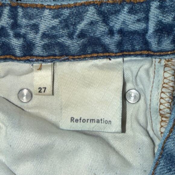 Reformation Seamed Jean Celtic Wash Size 27 High Rise Raw Hem - Picture 7 of 9